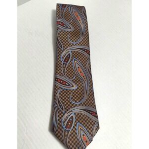 Verse 9 Mens Haute Couture Dress Tie Tan Paisley 100% Silk Made In Italy